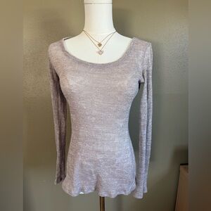 Express Sheer Light brown with gold shimmer threads Long Sleeve Top Size Small